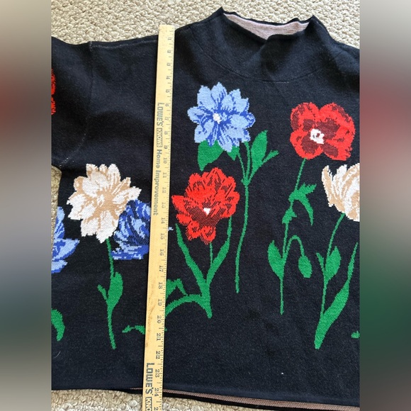 Anthropologie Maeve NWT Carys Mock Neck Sweater Black Flowers Graphics size XL - Picture 11 of 12